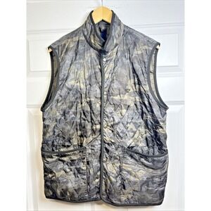 Henry Cotton's Vintage Quilted Camo Vest Men's M Metal Badge Outdoor